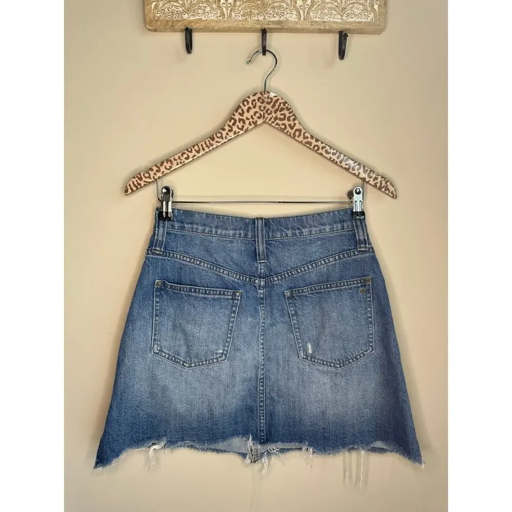 Madewell Denim Frayed Hem Mini Skirt sz 27